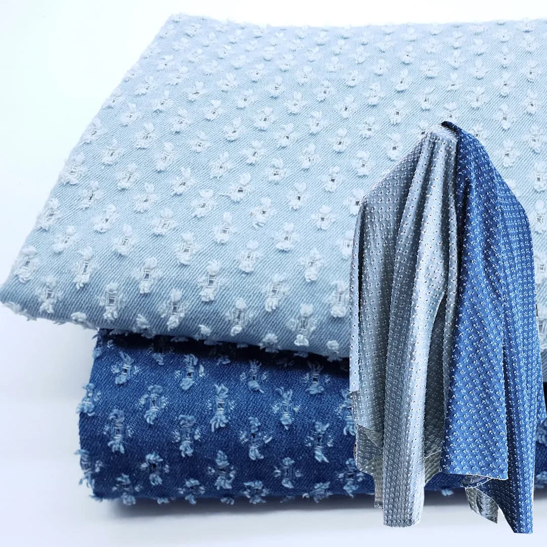 Tessuto Denim Lavato Jacquard a Metri per Jeans, Borse, Vestiti, Cappelli, Federe, Fai da Te, Cucito, Tessile Vintage Indossabile