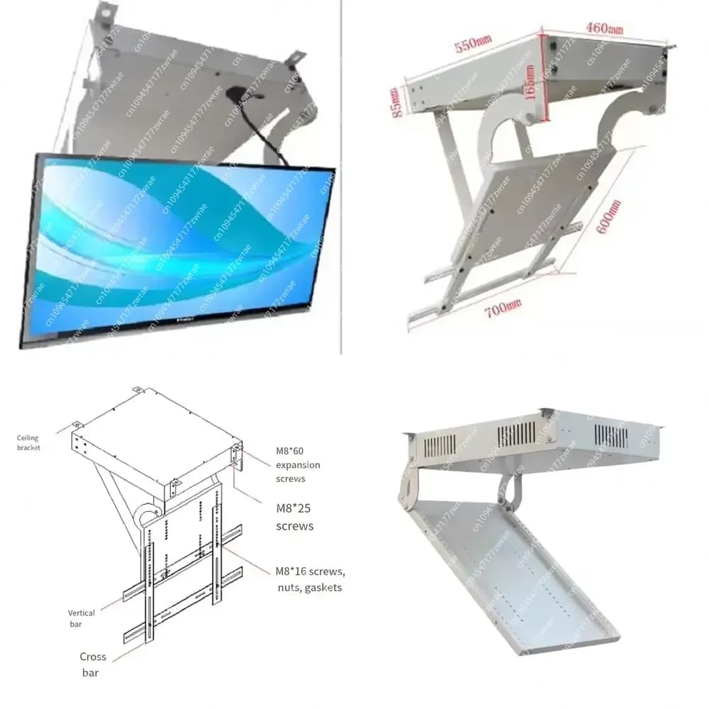 Design Steel Av Shelf Brake Cheap TV Remote Control 85inch Electric Mobile Bracket Monitor Stand DIY Motorized Ceiling