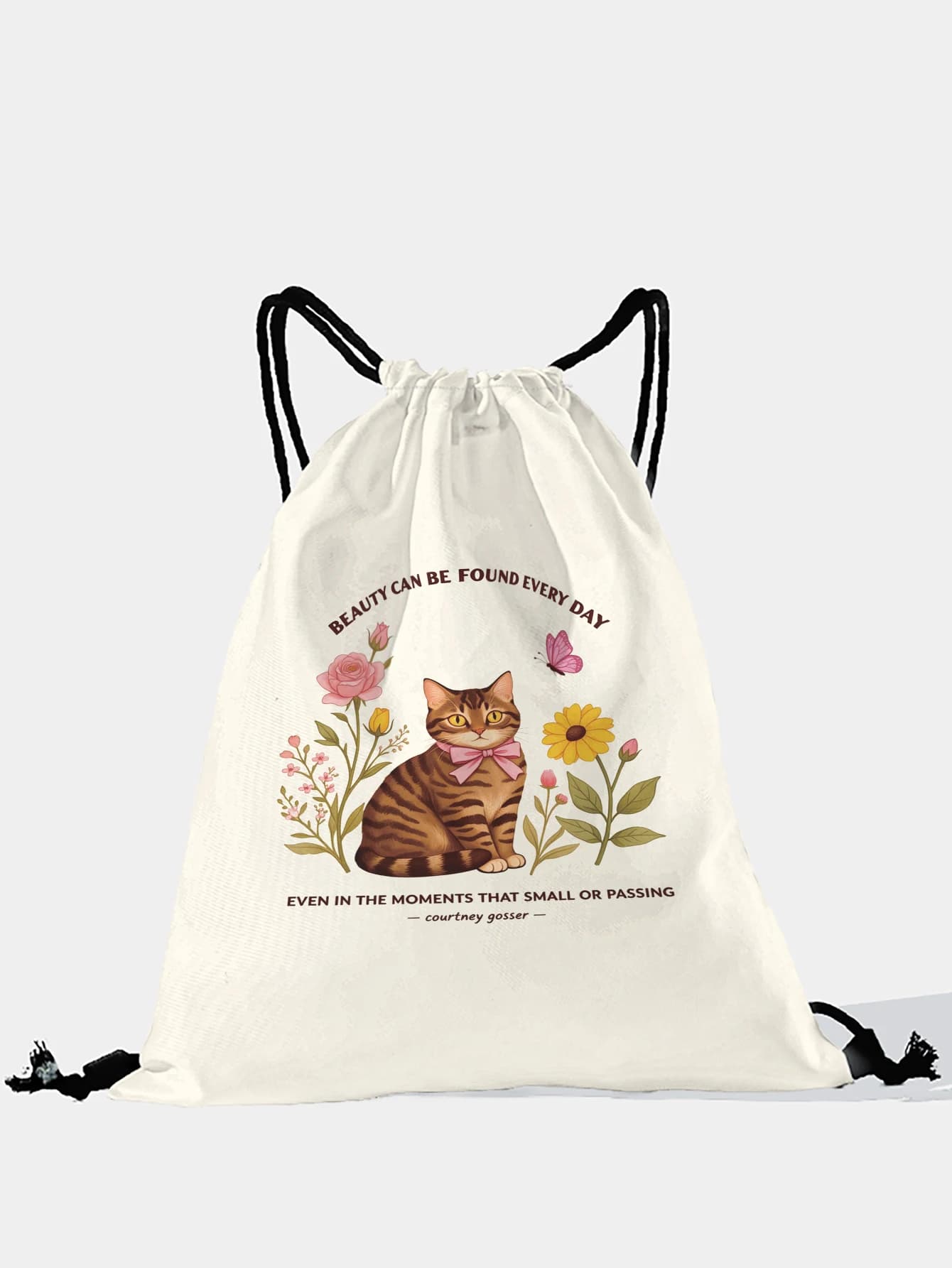 Zaino con coulisse con stampa gatto, borsa sportiva leggera per palestra, yoga, viaggi, scuola, shopping e pendolarismo quotidiano