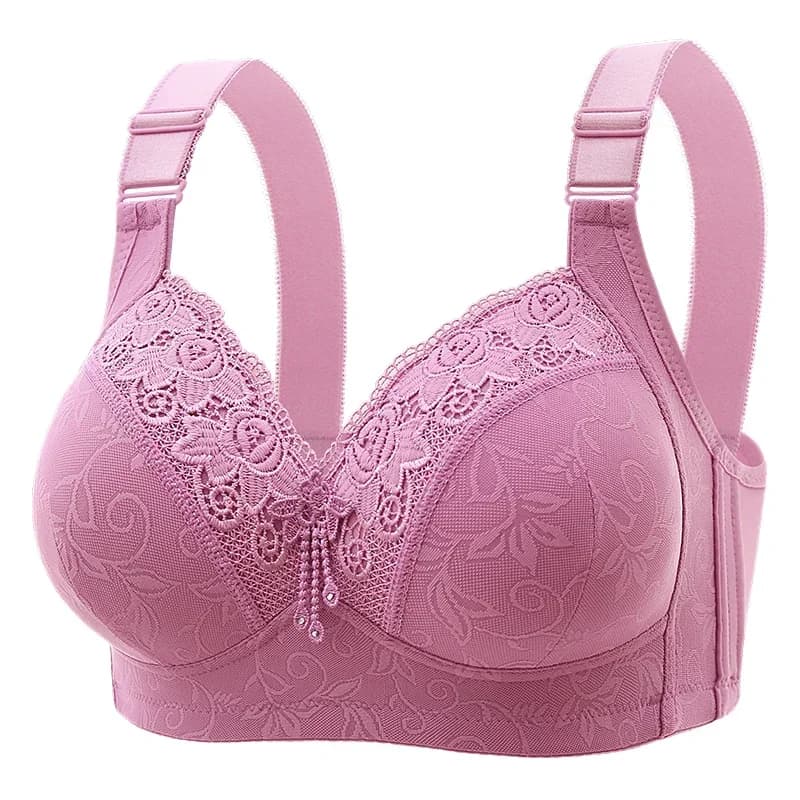 New Large Luxury Lace Without Steel Ring Bra Side Fold Side Breast Large Breast Display Small Adjustment Shaped Mom's Underwear