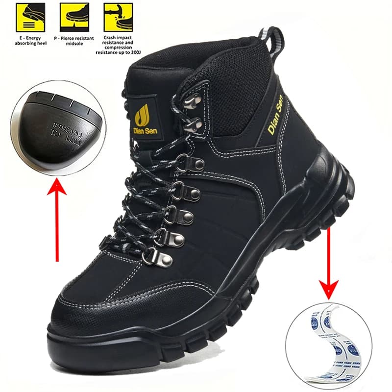 Safety Shoes for Men Anti-Smash Puncture-Proof Industrial Work Boots Anti-Slip Wear-Resistant Hiking Protective Sneakers Breatha