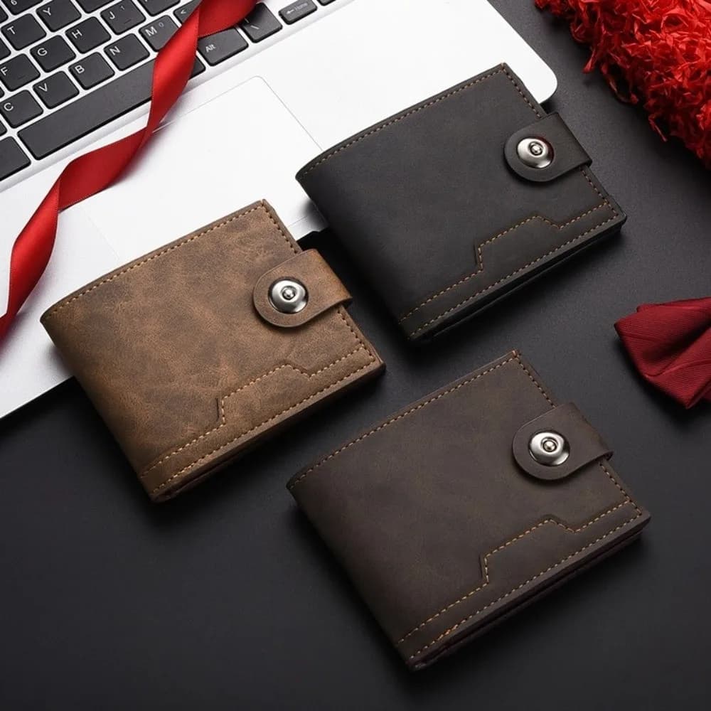 Fashion Ultra Thin PU Leather Wallet Portable Lightweight Short Wallet Multi Card Case Men