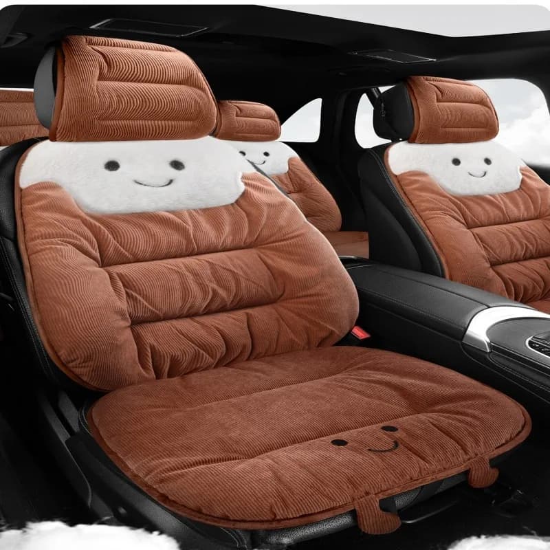 Winter corduroy car seat cushions have a high-end feel, short plush and cute cartoon plush car seat cushions