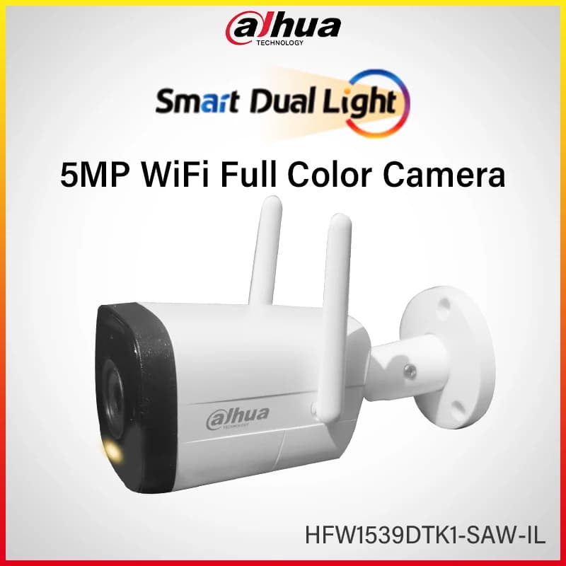 Telecamera Bullet WiFi Dahua 4MP per Esterni, Telecamera di Sicurezza Wireless con Rilevamento Intelligente del Movimento, Supporto per Comunicazione Bidirezionale, HD IR HFW1430DT-STW