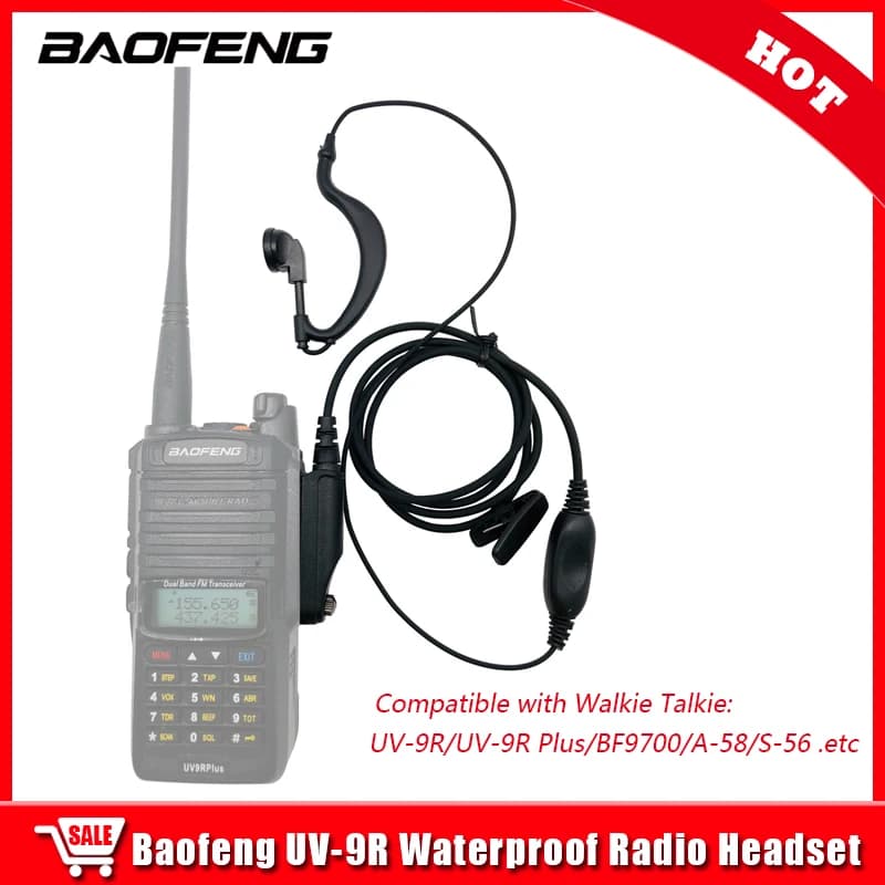 Baofeng UV-9R Pro UV9R Plus Auricolare Walkie Talkie Auricolare compatibile con BF-9700 BF-A58 S-56 Auricolare radio bidirezionale impermeabile