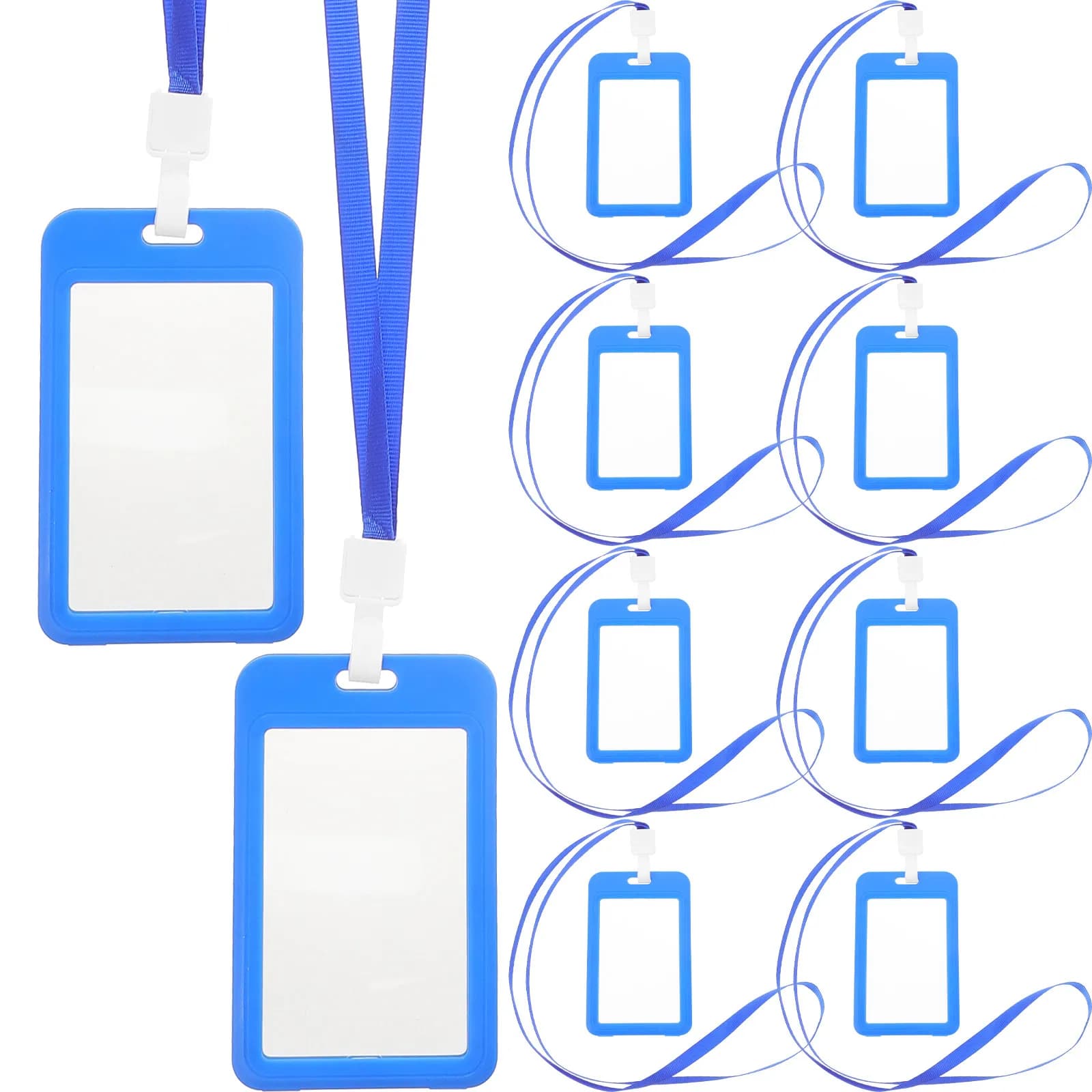 10 Pezzi Porta Badge con Cordino in ABS e Poliestere, Custodia Trasparente per Carte d'Identità, Tessere Dipendenti, Carte da Gioco, Cartoline, Buoni - Protezione