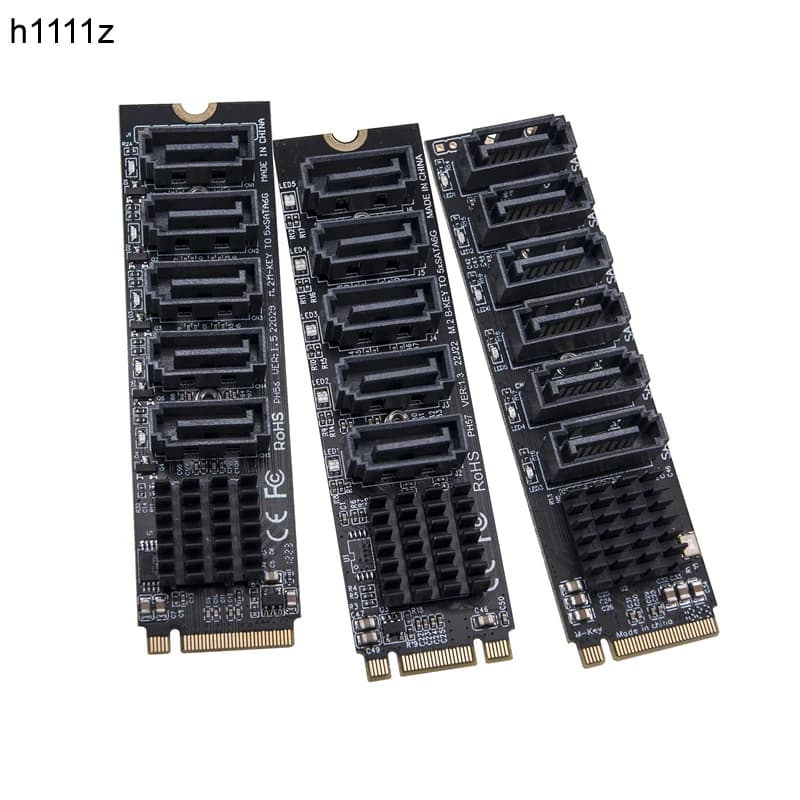 Adattatore da M2 a SATA Scheda di espansione M.2 NGFF NVME a SATA3.0 Chiave B+M Chiave M a 5/6 porte SATA3.0 Controller da 6 Gbps Riser per HDD SSD