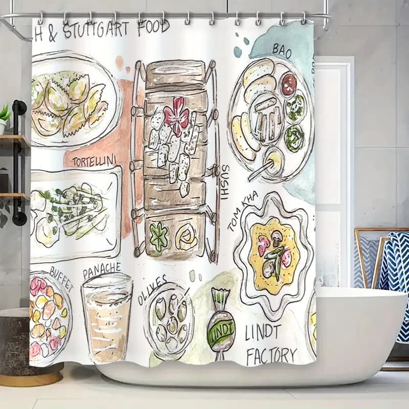 Tenda da doccia giapponese Ramen impermeabile Anime Food Noodle Ristorante Decor Tende da bagno Sfondo moderno in stile giapponese