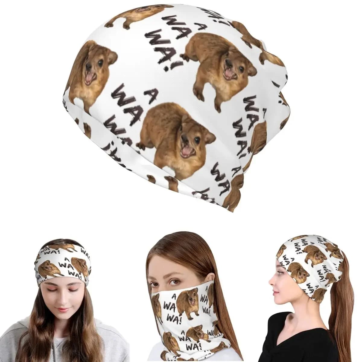 Awawa Angry Screaming Rock Hyrax Meme Bandana Neck Gaiter Wrap Scarf Warm Balaclava Beanies Hat Unisex Adult Windproof