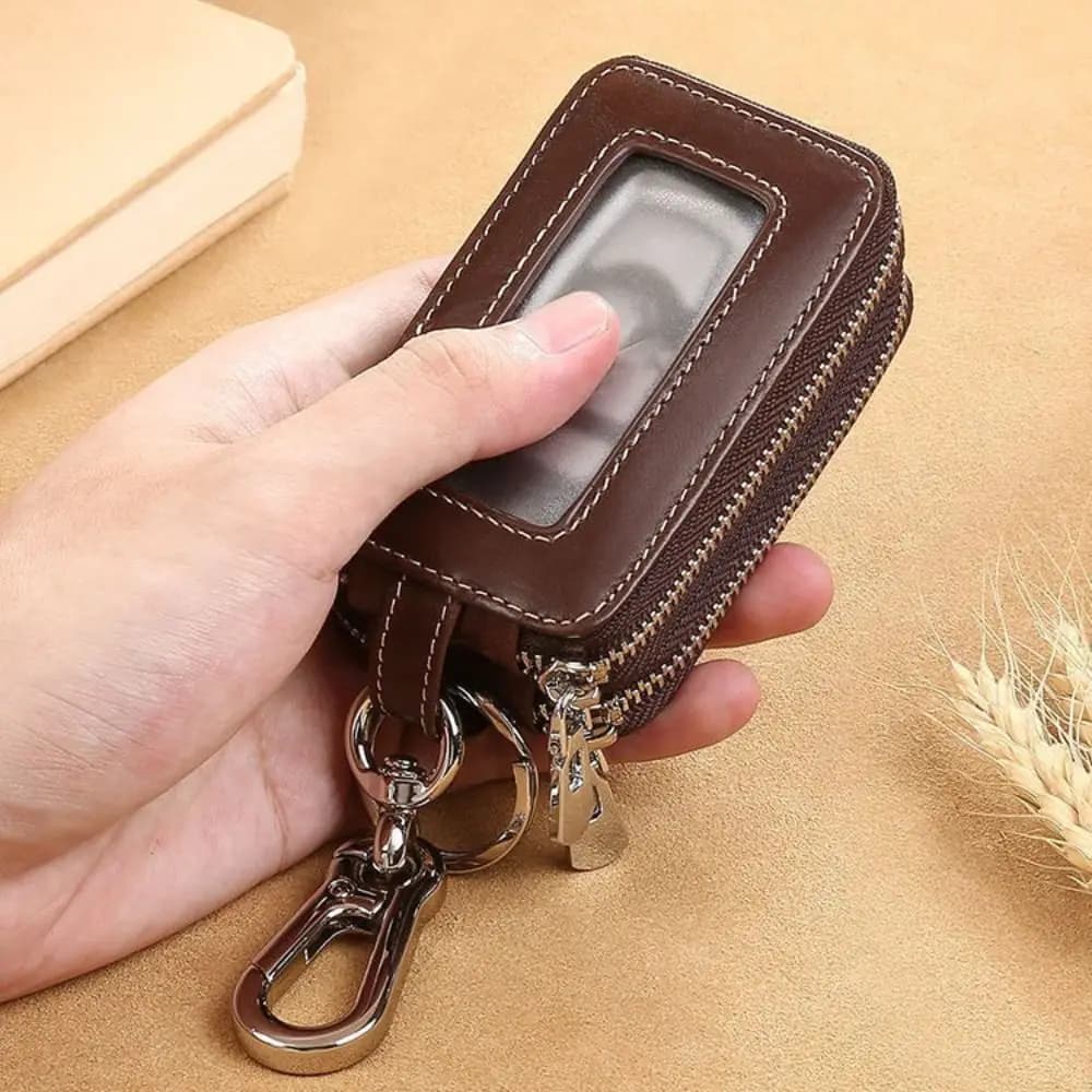 Custodia per chiavi universale a doppio strato con cerniera Mini custodia per chiavi per auto Custodia per chiavi portatile in PU per uso quotidiano