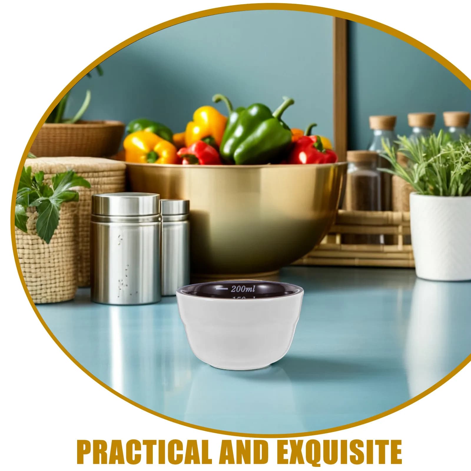 1Set Ceramic Coffee Cupping Bowl Porcelain Stackable Measuring Cup for Espresso Coffee Bean Water Measurement and