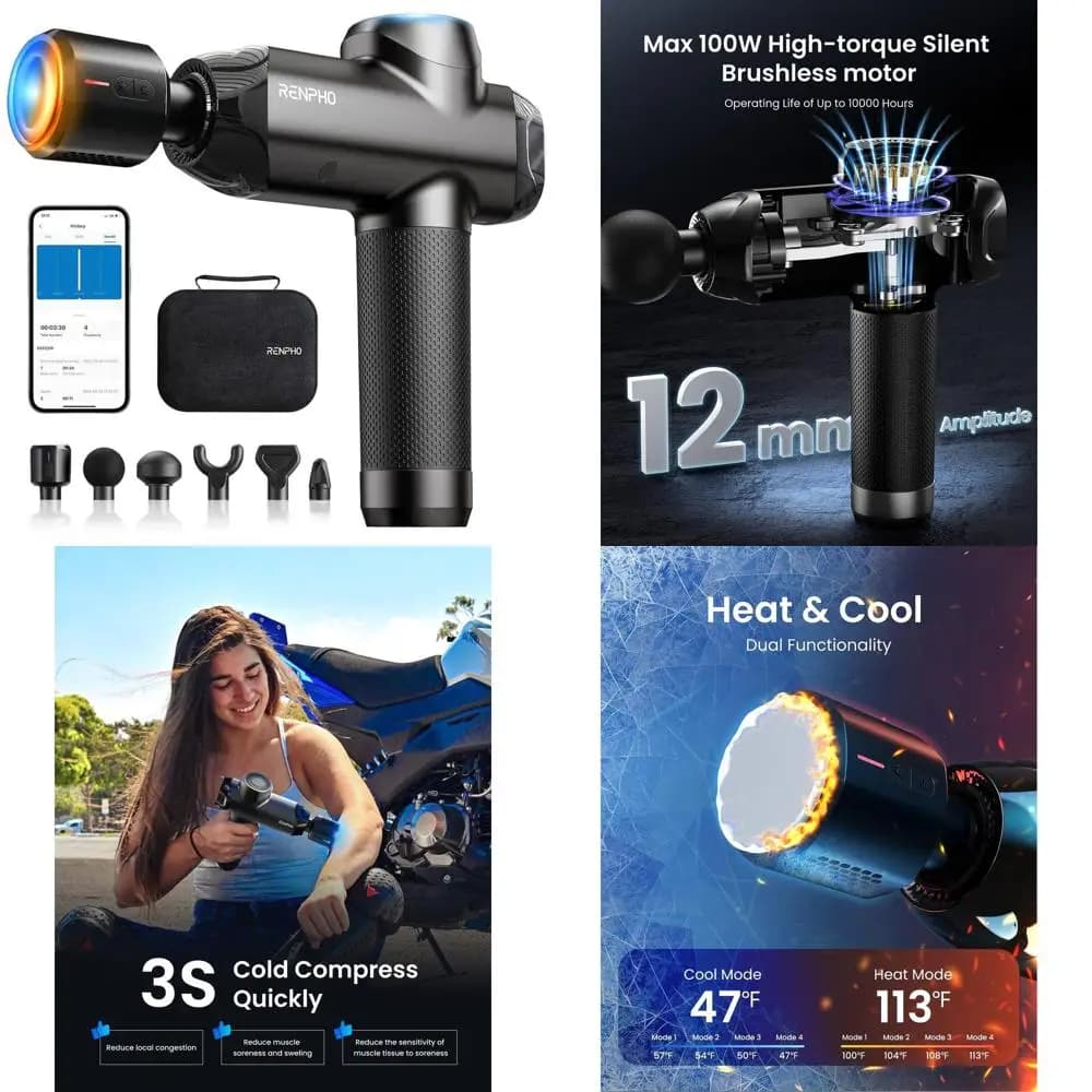 Deep Massage Gun with Hot/Freddo Function, Fit for HSA, Ideal as Valentine's Gift or Birthday, Muscular Percussion with 12mm Amplitude