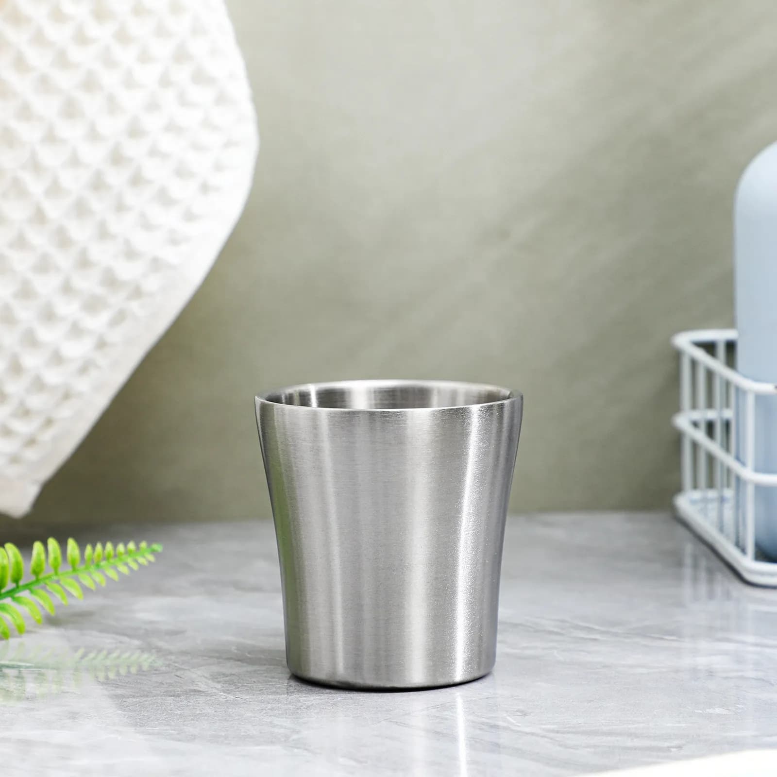 Bicchieri in Metallo, Portaspazzolino da Bagno in Acciaio Inox, Tumbler Impilabile, Bicchiere da Viaggio e Campeggio Infrangibile