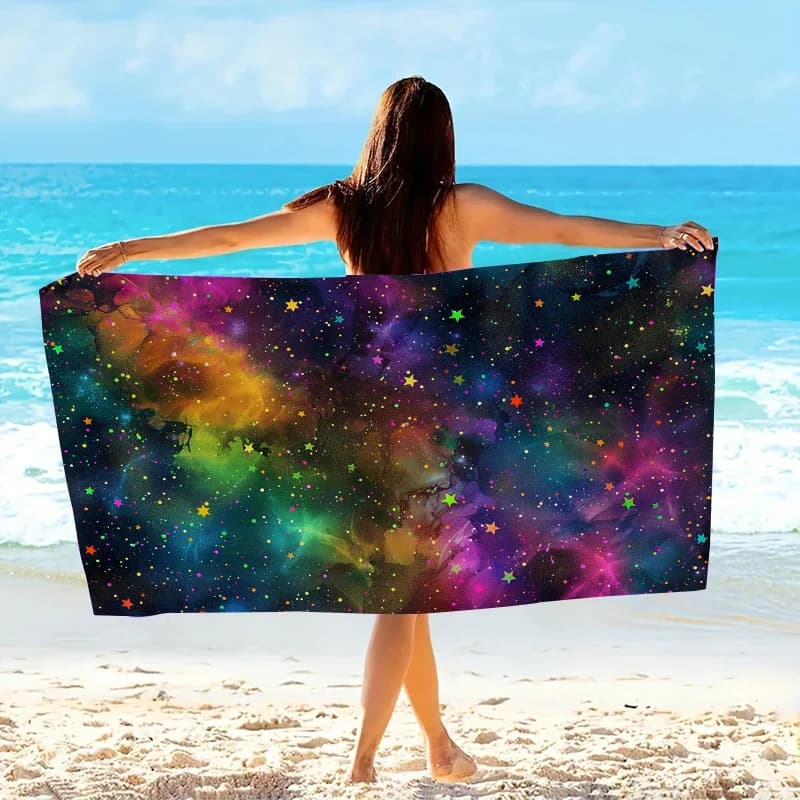 1 pezzo di asciugamano da spiaggia Galaxy - Design cielo notturno stellato, morbida microfibra, di grandi dimensioni per nuoto, viaggi, campeggio - Unisex