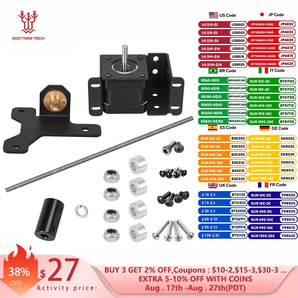 BIQU Dual Z Axis Lead Screw kit di aggiornamento parti della stampante 3D per stampante 3D B1 VS Ender3 Creality CR10 Impressora 3d