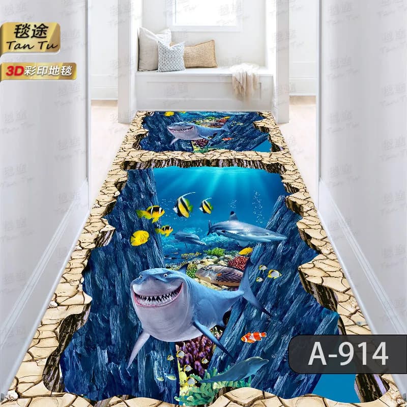 Runner 3D Corridoio Tappeti lunghi per corridoio Soggiorno Decorazione Home Hotel Lobby Tappeto Porta d'ingresso Zerbino Scale Area Tappeto