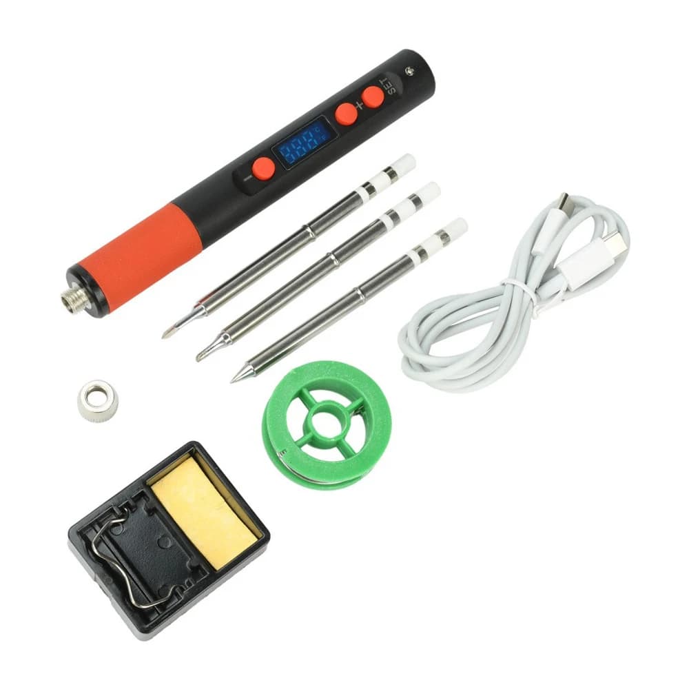 Saldatore Elettrico USB 65W Tipo-C PD/QC 180-500 ℃ Punta Sostituibile Portatile a Temperatura Regolabile 8S per Schede Elettroniche