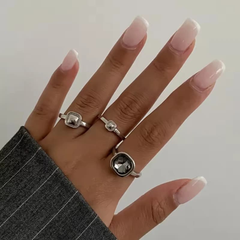 3 pezzi/set di anelli con zirconi intarsiati irregolari in stile punk, accessori di gioielli da vacanza eleganti e classici per le donne