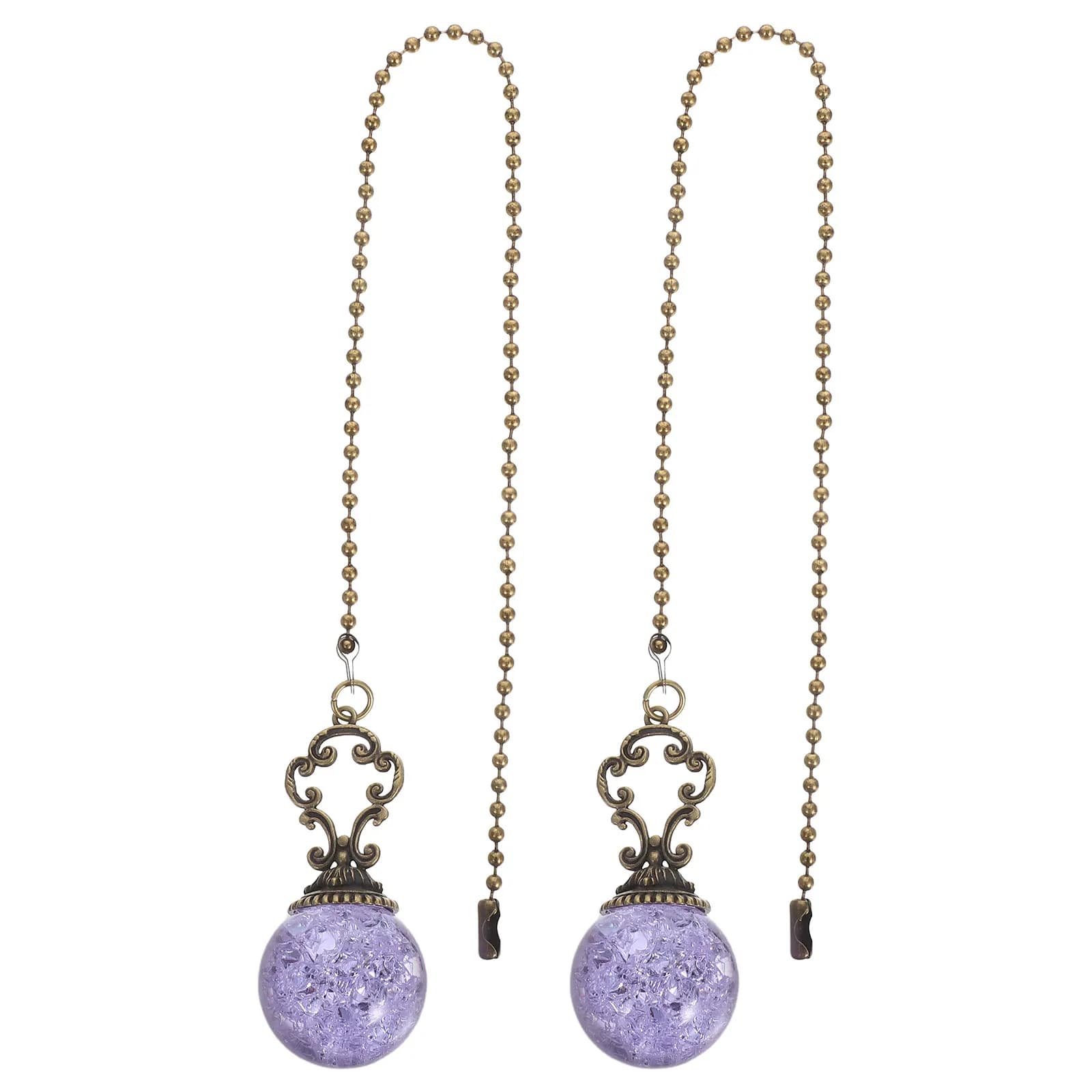 2 Pezzi Catena di Prolunga per Ventilatore da 15 Pollici con Sfera di Cristallo, Accessorio per Lampada a Sospensione in Bronzo