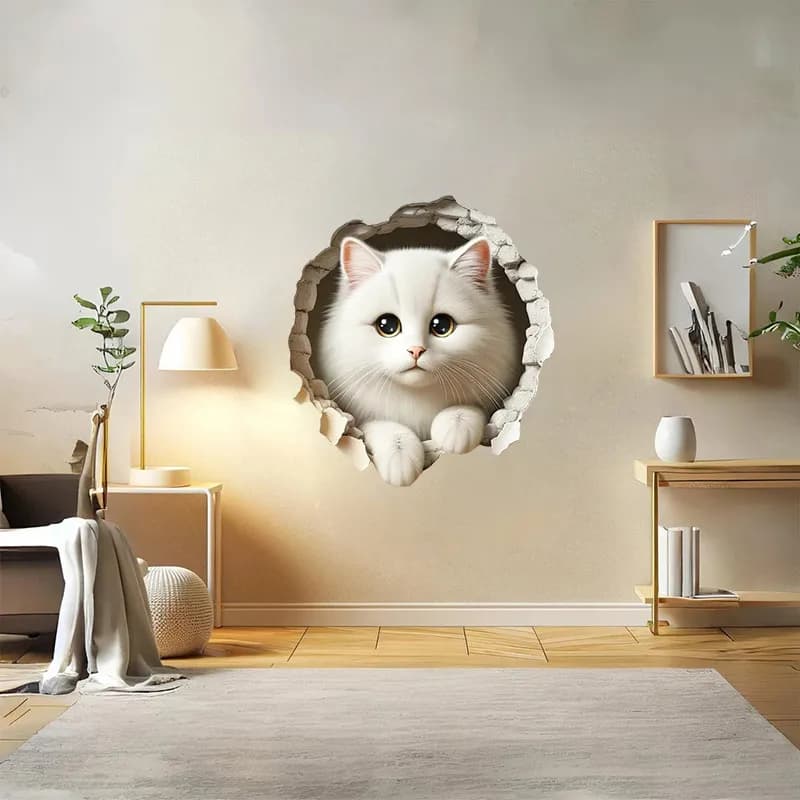 Cartoon Mouse Cat Wall Sticker Kids Room Decoration Mural Self-adhesive Bedroom Home Wallpaper Nursery Decor Decals S335