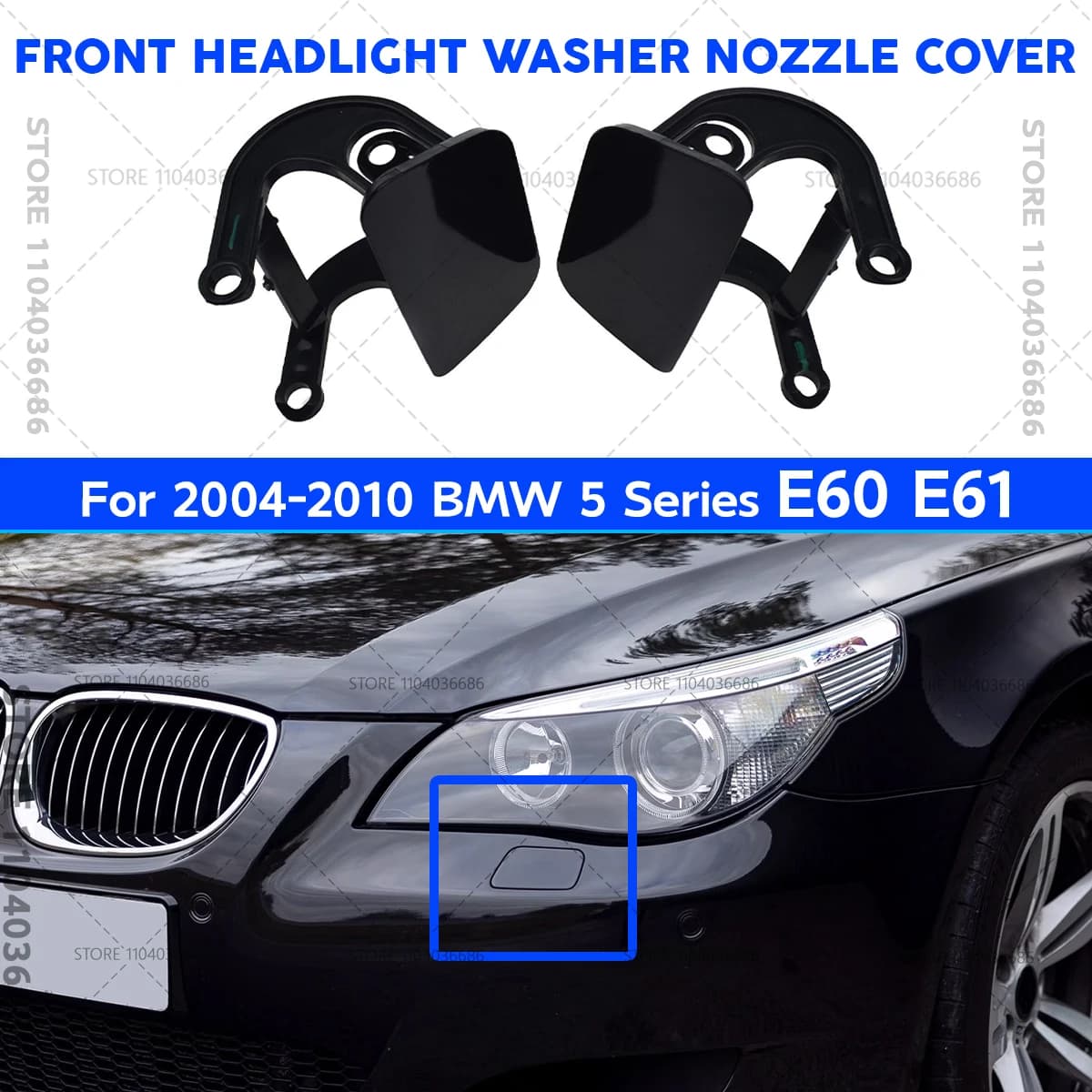 Per il 2004 2005 2006 2007 2008 2009 2010 BMW 525i 528i 530i 530i 535i 545i 550i M5 E60 E61 Faro anteriore Rondella Ugello Copertura