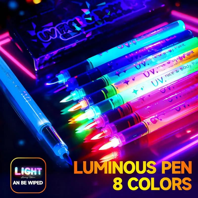 8 pezzi penna luminosa colorata penna per pittura viso umano studente bambini pittura creativa pennarello fluorescente