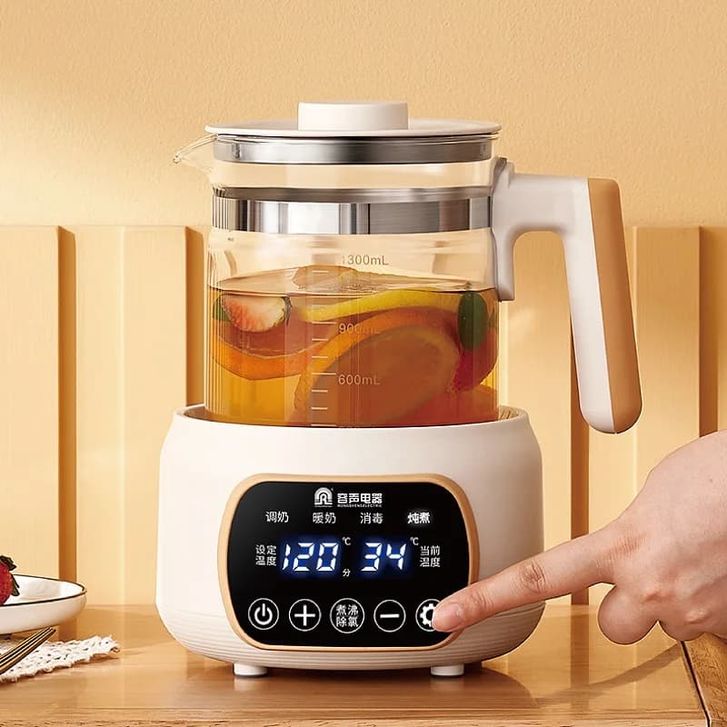 1.3L Multifunction Electric Kettle, Health Pot, Thermostatic Temperature Regulator for Infant Milk, Home Glass Teapot with Temperature Control