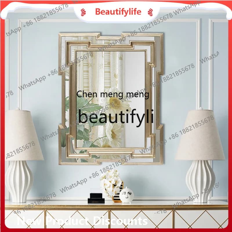 cn8350 ss Specchio cosmetico a parete con lavabo decorativo europeo Specchio decorativo quadrato montato su bagno