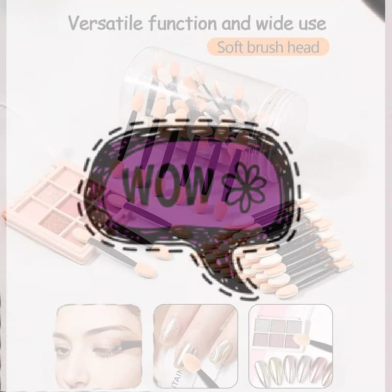 Set di 50 Pennelli Monouso per Ombretto con Spugna a Doppia Faccia in Plastica, Strumenti per Applicazione Cosmetica