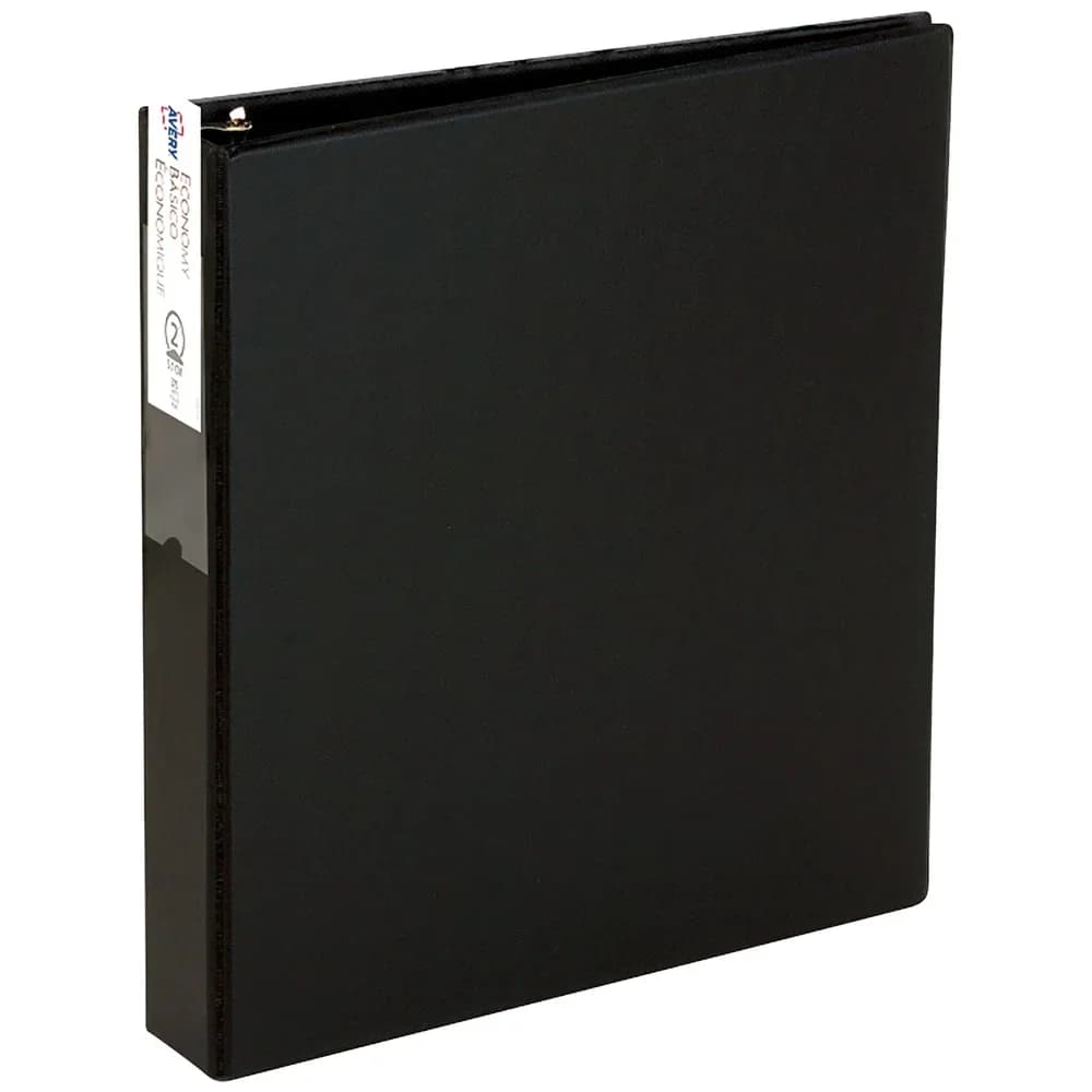 Raccoglitore Economico a 3 Anelli, Anelli Rotondi da 3 Pollici, Copertina Nera Opaca, Capacità 460 Pagine, Due Tasche Interne, Portaetichette