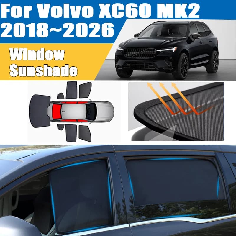 Per Volvo XC60 MK2 2018~2026: Tendina Parasole a Rete per Finestrini, Protezione UV, Isolamento Termico, Accessori Auto