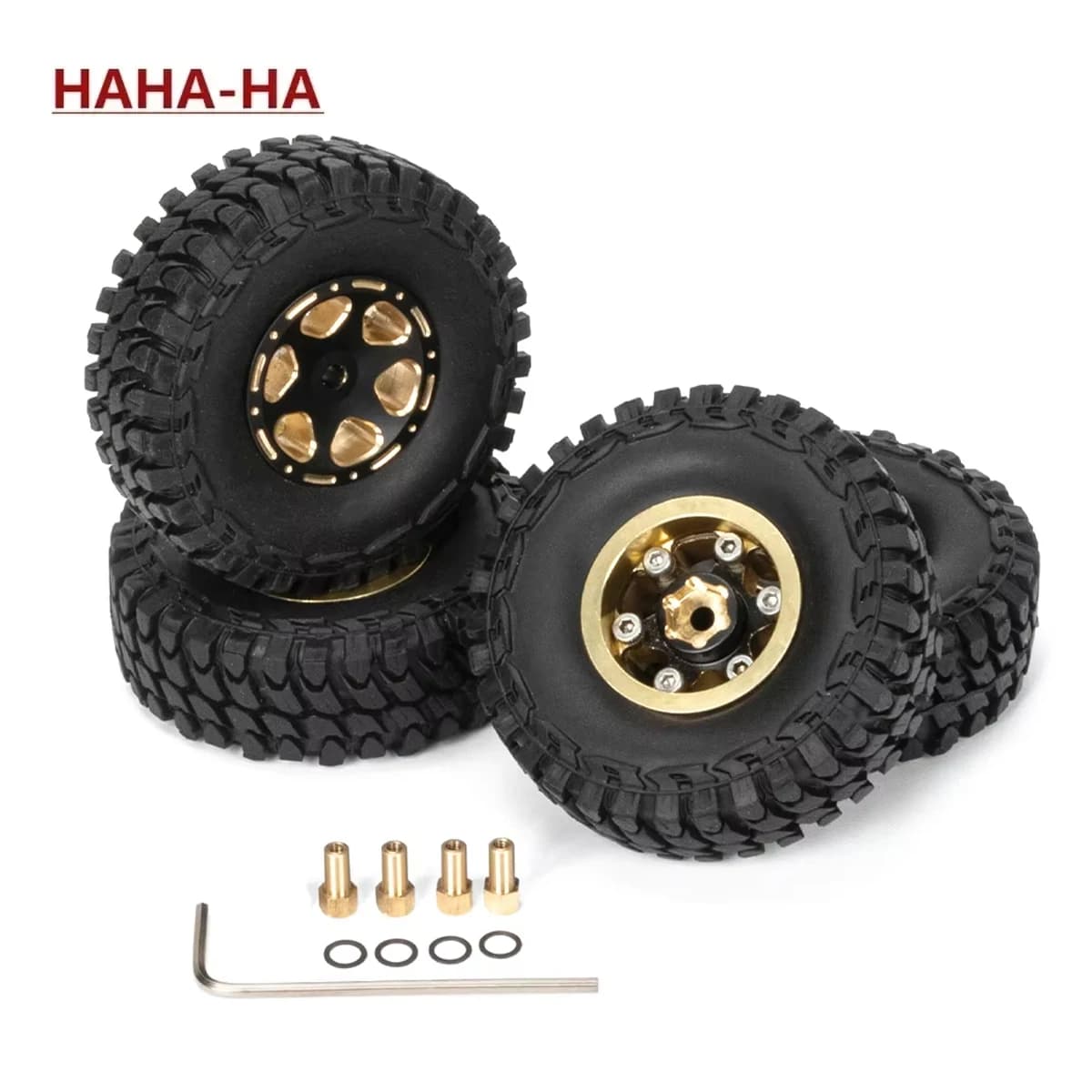 4 pezzi 1.0 "ottone Beadlock mozzo ruota cerchi pneumatici set per 1/24 RC Crawler Car Axial SCX24 AXI00001 Catenaccio Gladiatore Xiaomi JIMNY