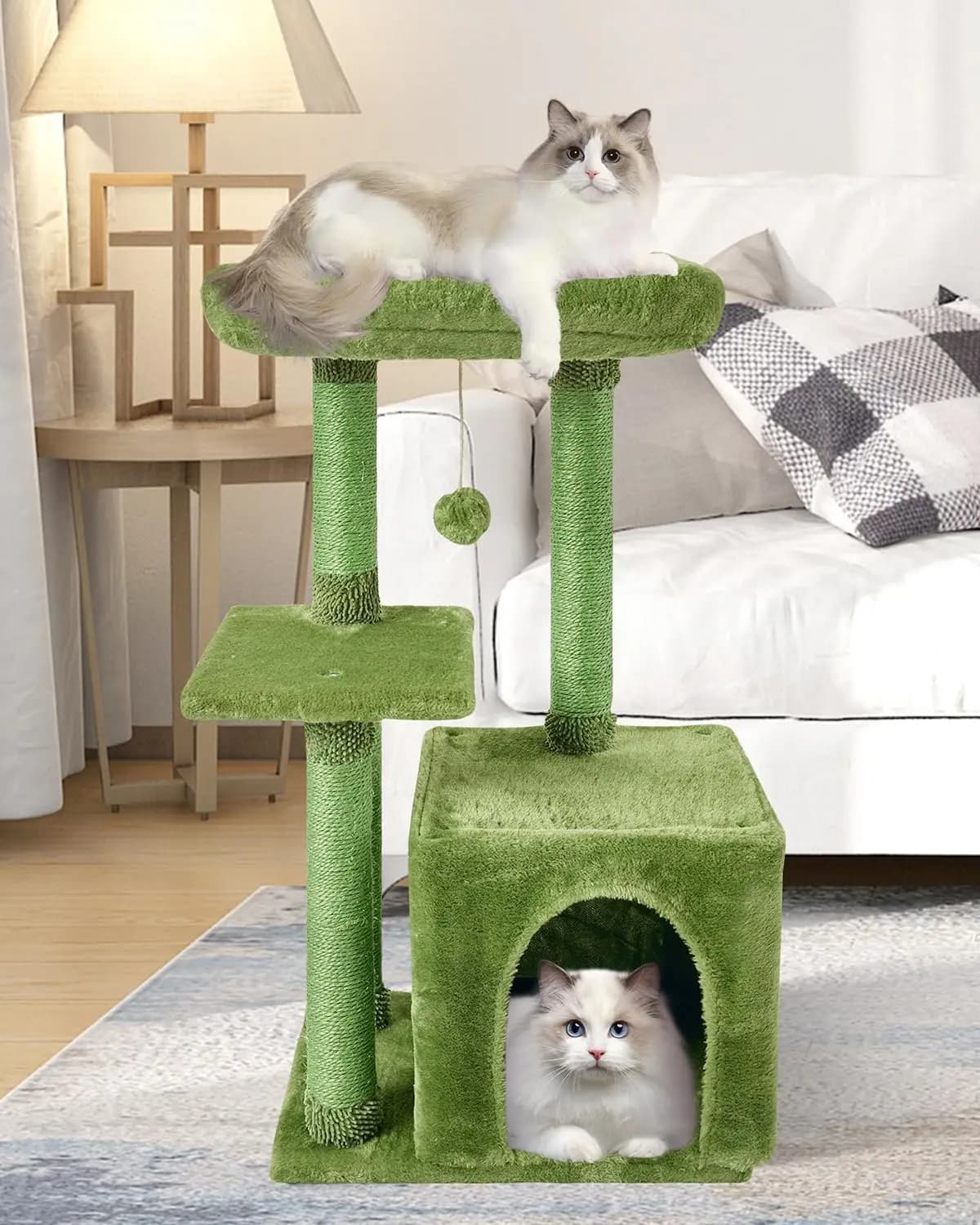 Simpatico albero per gatti torre per interni gattino condominio in sisal tiragraffi piattaforma per saltare casa da gioco verde