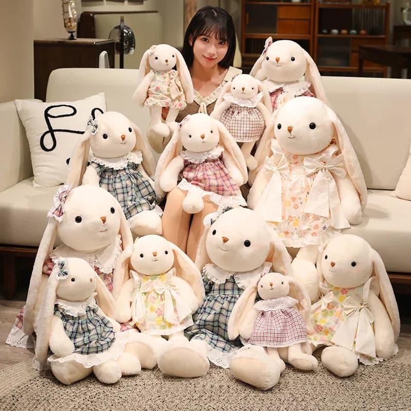 Peluche Coniglietto Lolita Carino 75cm, Giocattoli Morbidi Kawaii, Bambola Coniglietto Vestita, Cuscino per Dormire per Bambine, Regalo