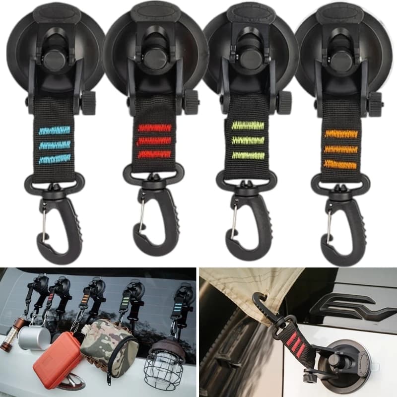 Heavy Duty Suction Cups with Hooks Vacuum Car Window Suckers Outdoor Camping Carabiner Organizer Home Outdoor Car Side Awning