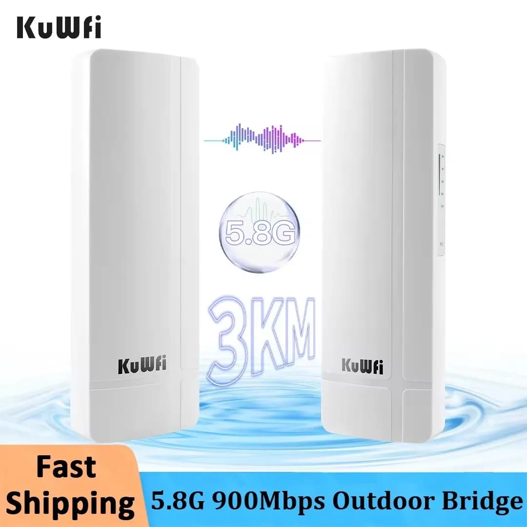KuWFi 900Mbps Ponte wireless CPE esterno 5GHz Ponte Wifi Extender a lungo raggio Accesso AP Copertura Wifi Punto a punto 3KM