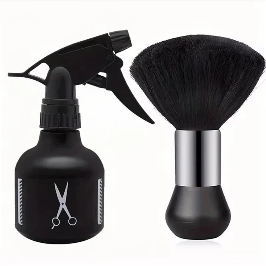 Professional Barber Kit Hairdresser Tool Set - Neck Duster, Water Spray Bottle, Cleaning Brush for Hair Styling Salon & Home Use
