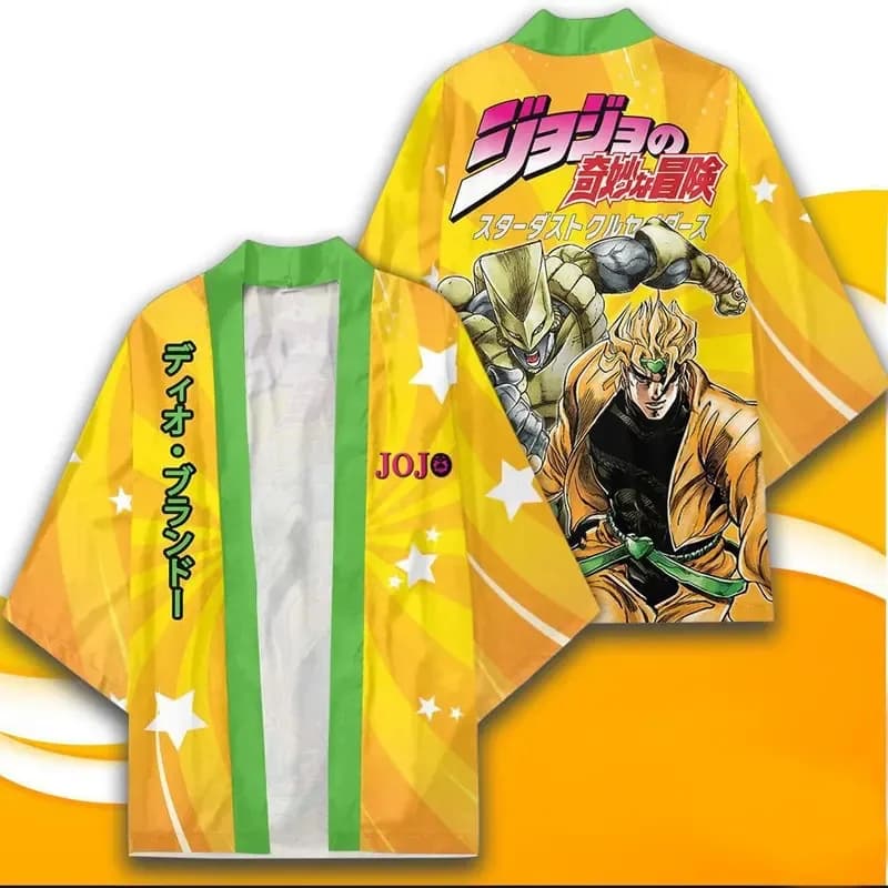 Cosplay Anime's Bizarre Adventure Jojo Mantello secondario Stampa digitale 3D Cartoon Poncho per adulti con manica a sette quarti