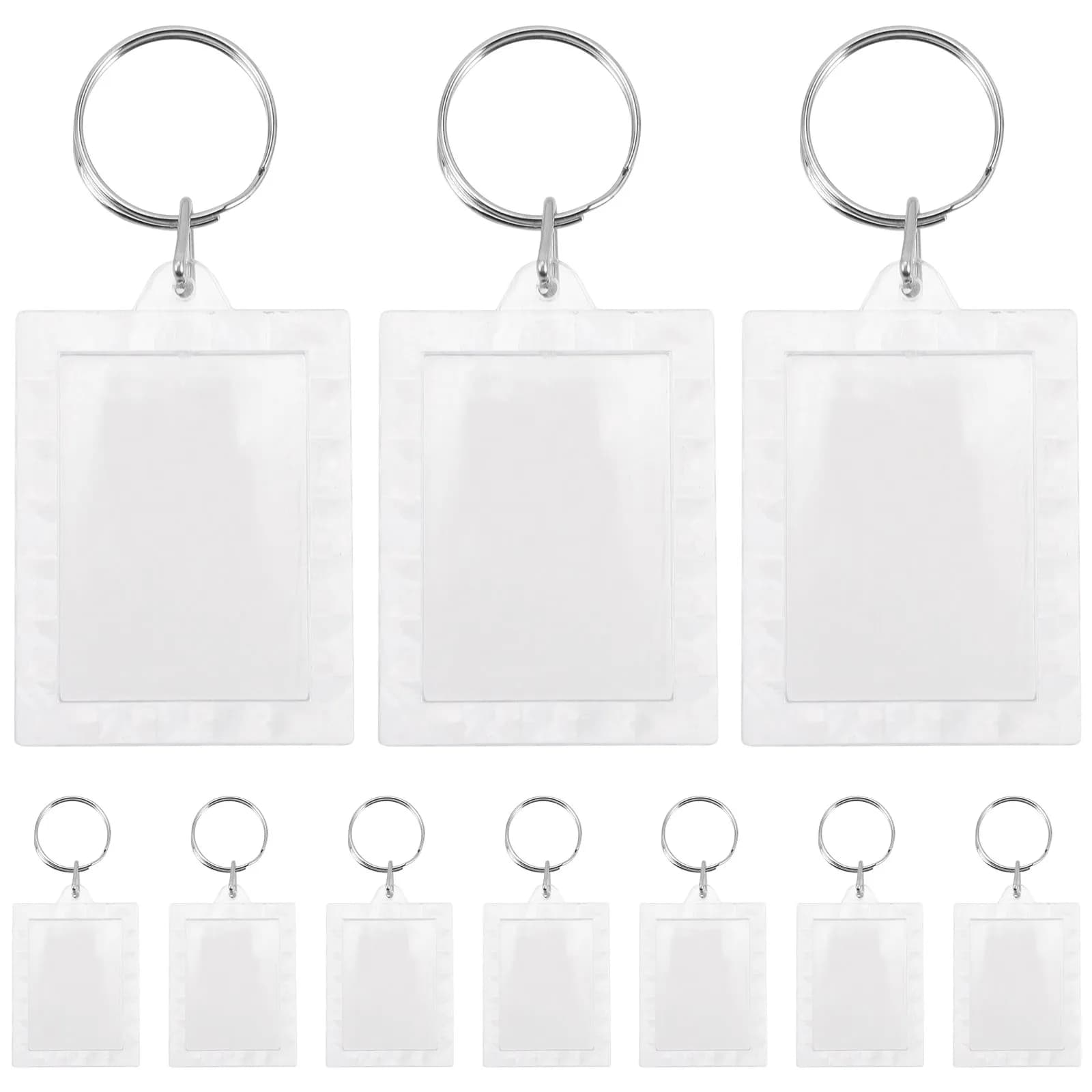 10 Pezzi Portachiavi con Cornice Acrilica Trasparente, Personalizzabili Fai-da-Te, per Chiavi, Zaini, Borse, Regali