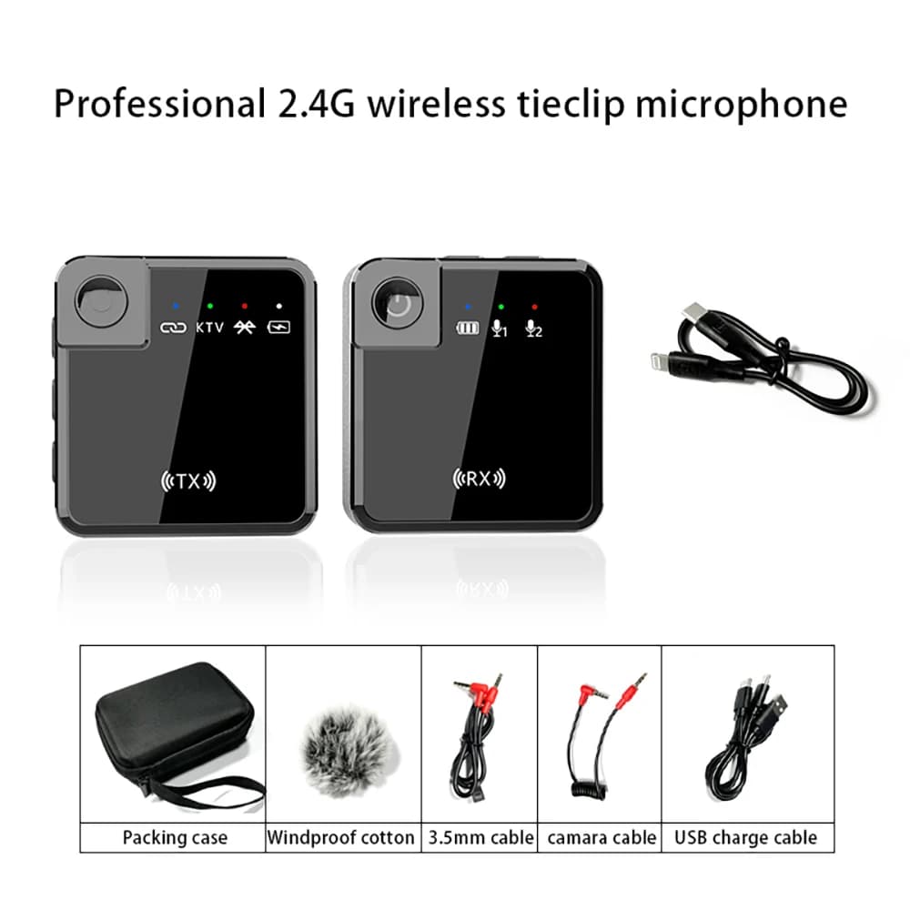 Microfono Lavalier Wireless 2.4G per Presentazioni, Lezioni, Spettacoli, Karaoke Domestico, Compatto e Invisibile