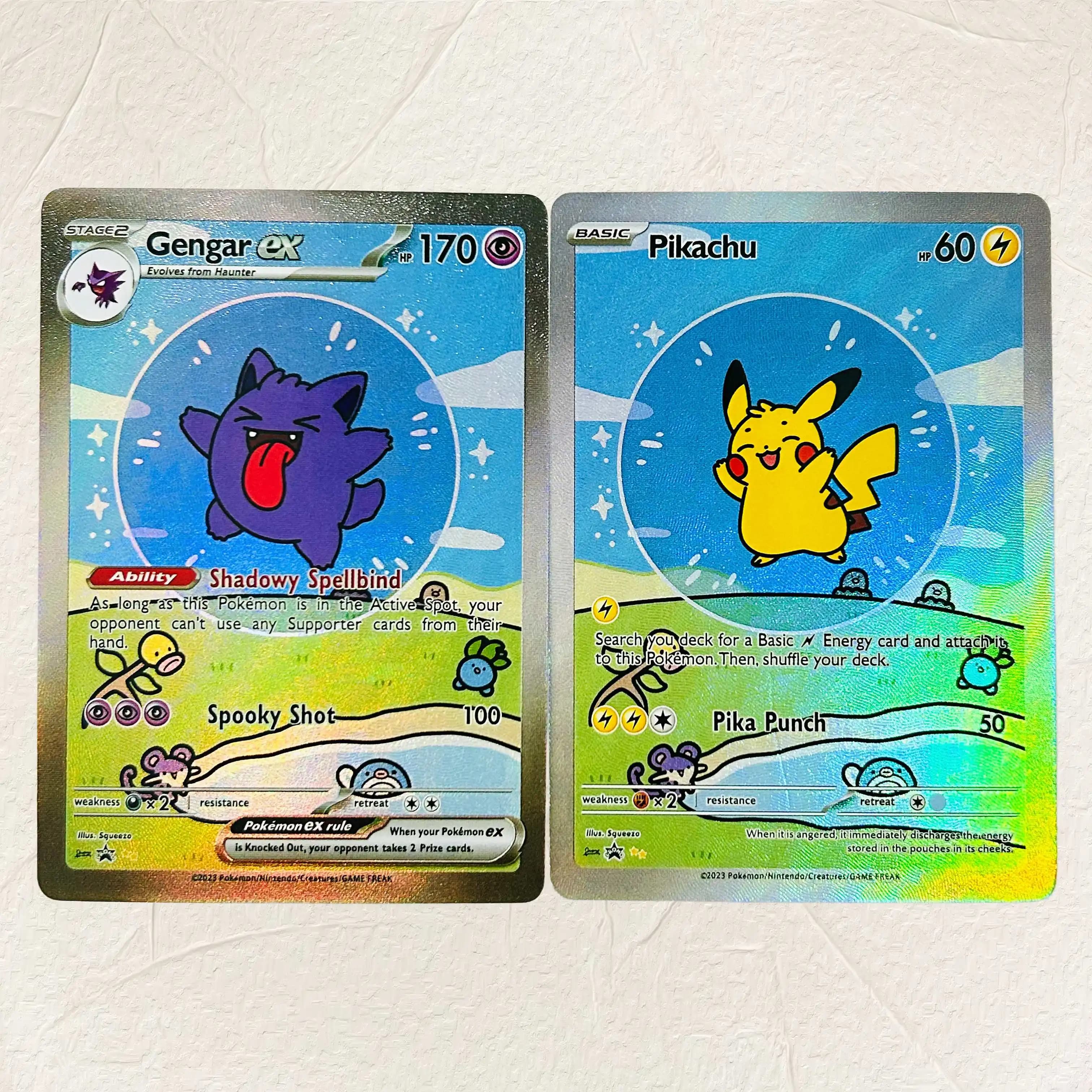 DIY Gengar Yellow Squirrel 2Pcs Foil Texture Cards English Version Collectible Grade Premium Anime Collection Cards