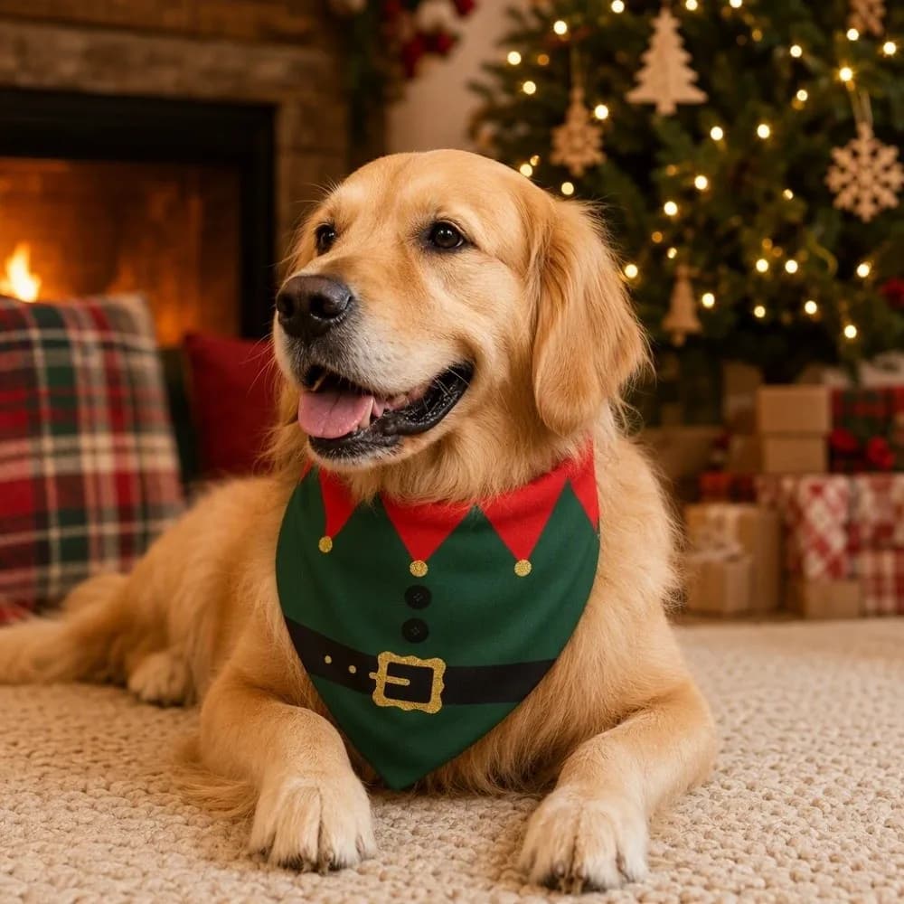 Reusable Adjustable Christmas Dog Bandanas Tie-on Polyester Pet Costume Accessories Kawaii Red Green Pet Neck Scarf Photo Shoots