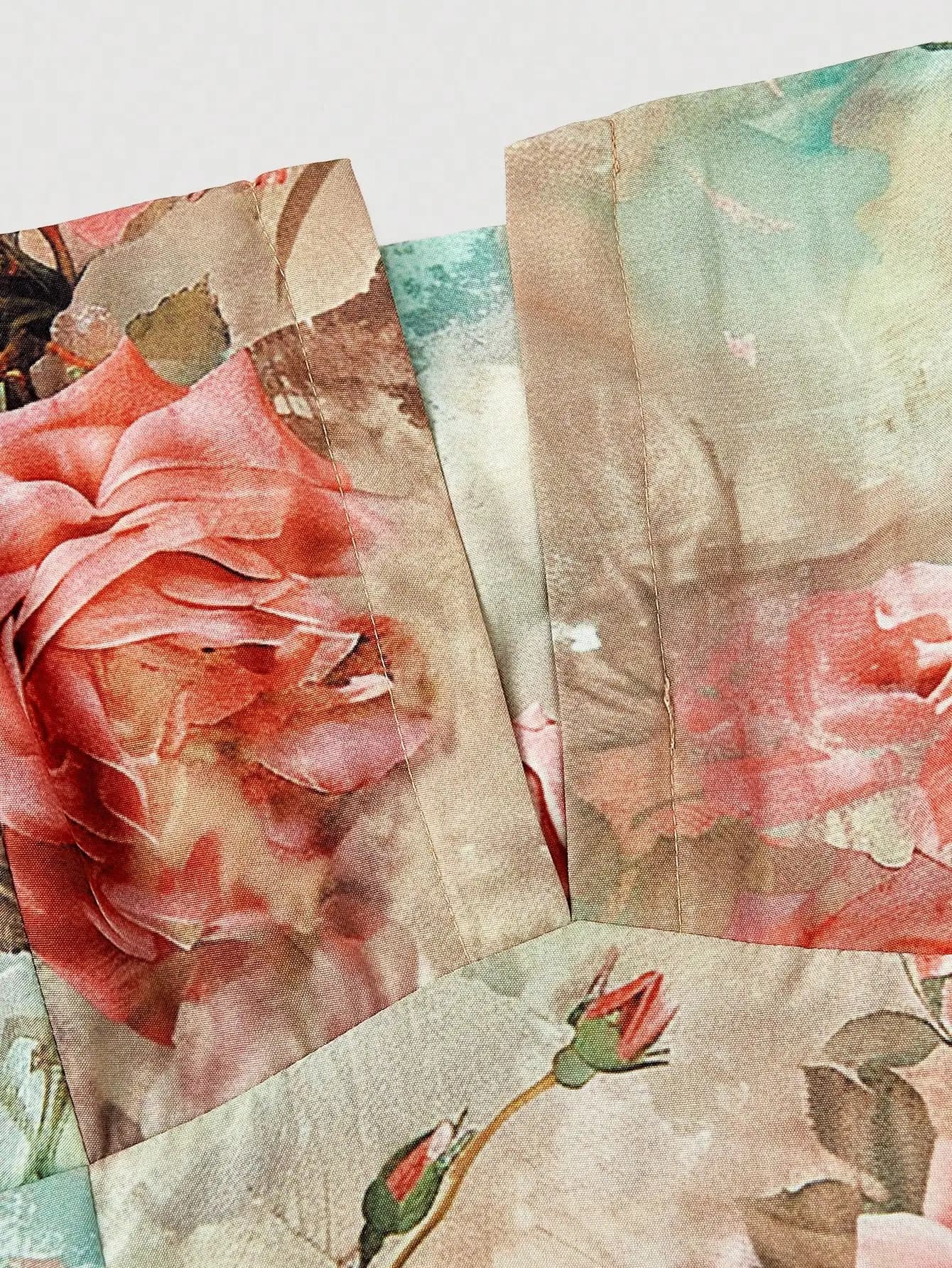 Abito vintage a girocollo con maniche a sbuffo e stampa floreale per donna primavera estate