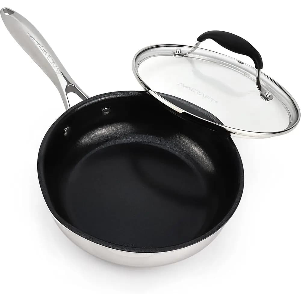 Non-stick pan with lid, egg pan, non-stick pan, 100% PFOA-free, PTFE non-toxic kitchen pan, the best pans or kitchen utensils (8 pieces)