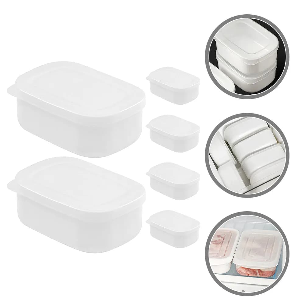Set di 6 Contenitori Riutilizzabili in PP per Riso, Cereali e Alimenti Secchi, Organizzatore Salvaspazio per Frigorifero, Accessorio Compatto per Cucina