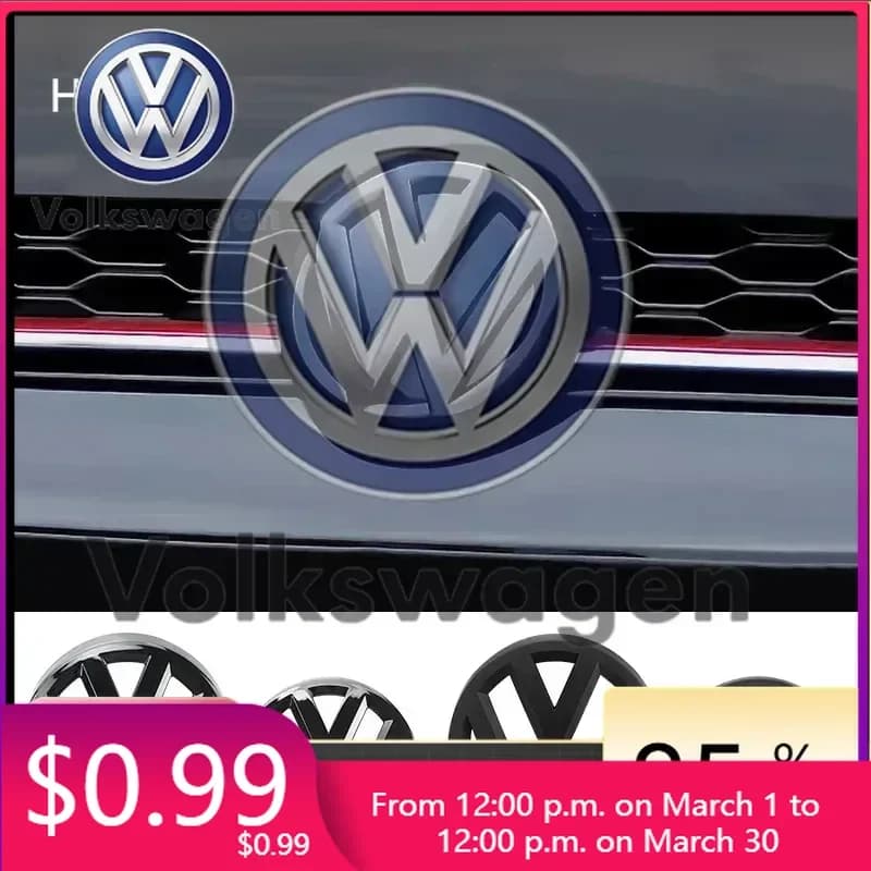 Auto Accessories for VOLKSWAGEN VW: Black Emblems Front Grid Lighting, Backpack Covers, VW Volkswagen GO Logo Stickers