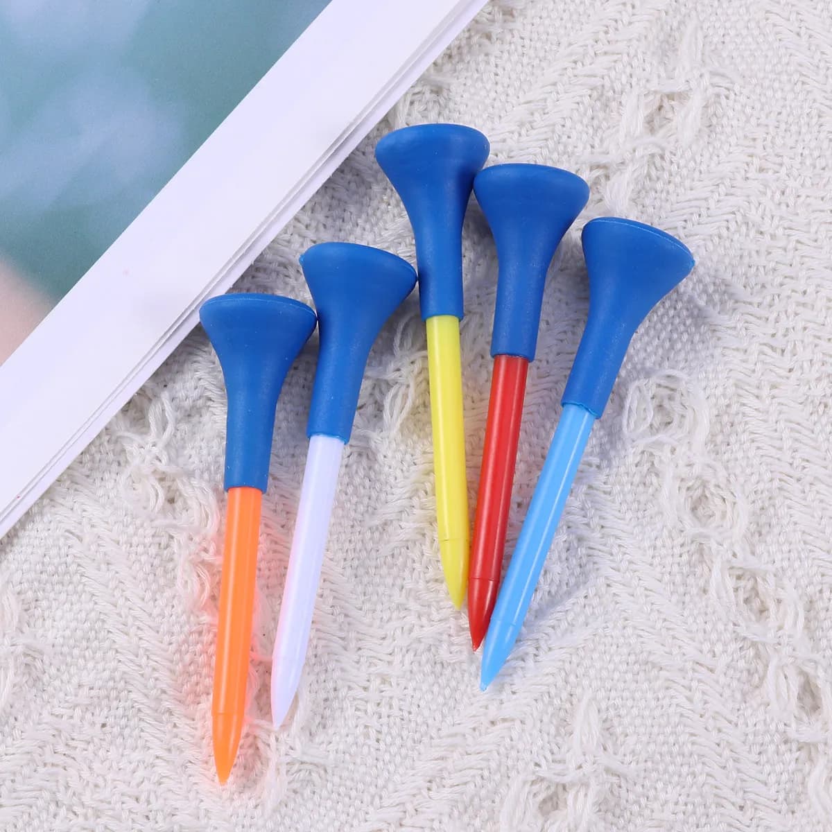 5 tee da golf professionali in plastica da 7,0 cm, accessorio per allenamento, attrezzatura compatta e leggera per interni ed esterni
