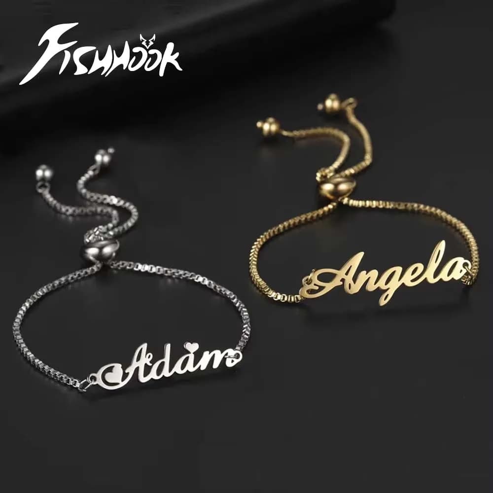 Bracciale con nome personalizzato per coppia, regalo personalizzato per donna, uomo, bambino, ragazza, madre, famiglia, catena, gioielli in metallo, acciaio inossidabile