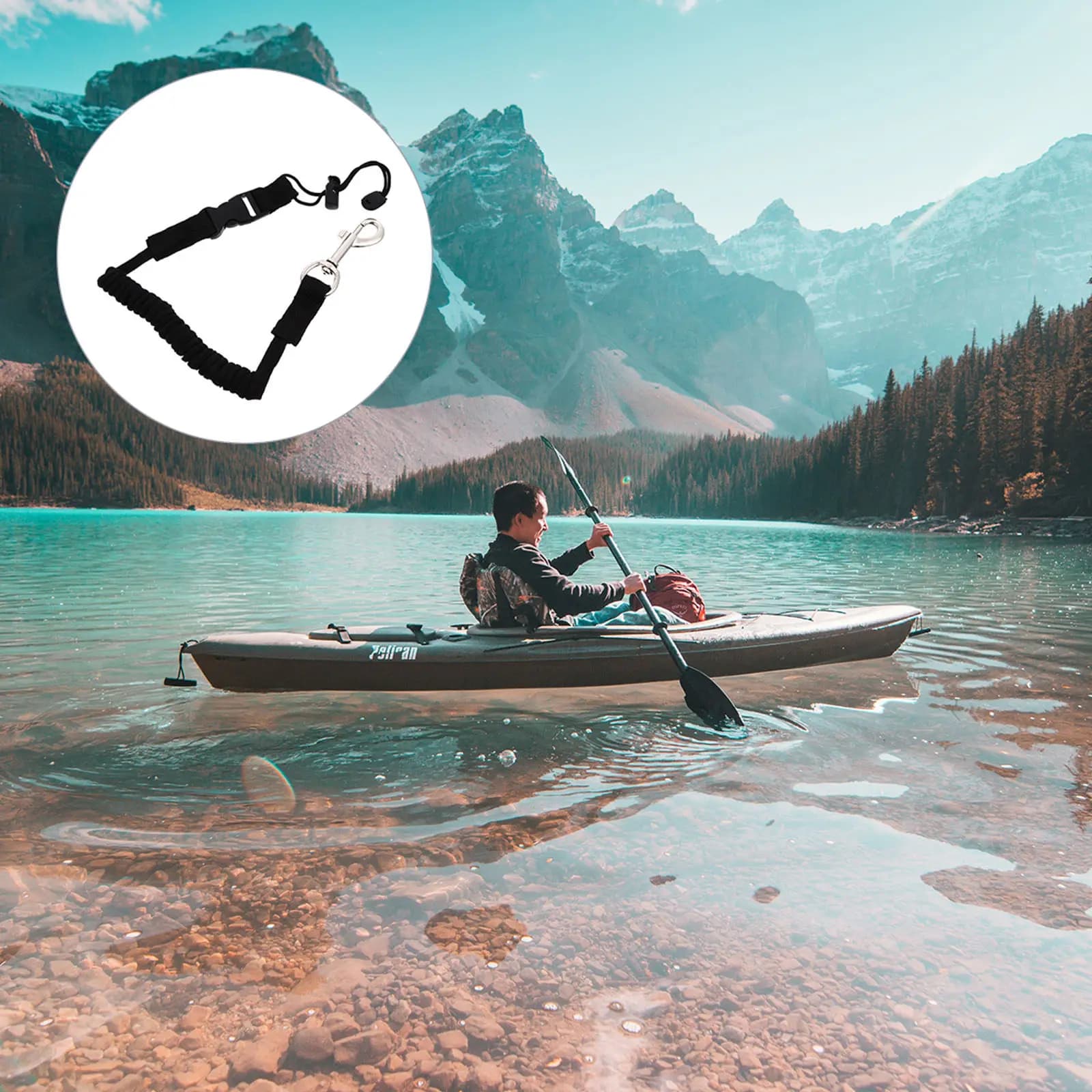 1Pcs Paddle Rope Tied Strap for Kayak Paddles Fishing Rods Canoe Oars Elastic Spring Shape Design Kayaking Accessories Paddle