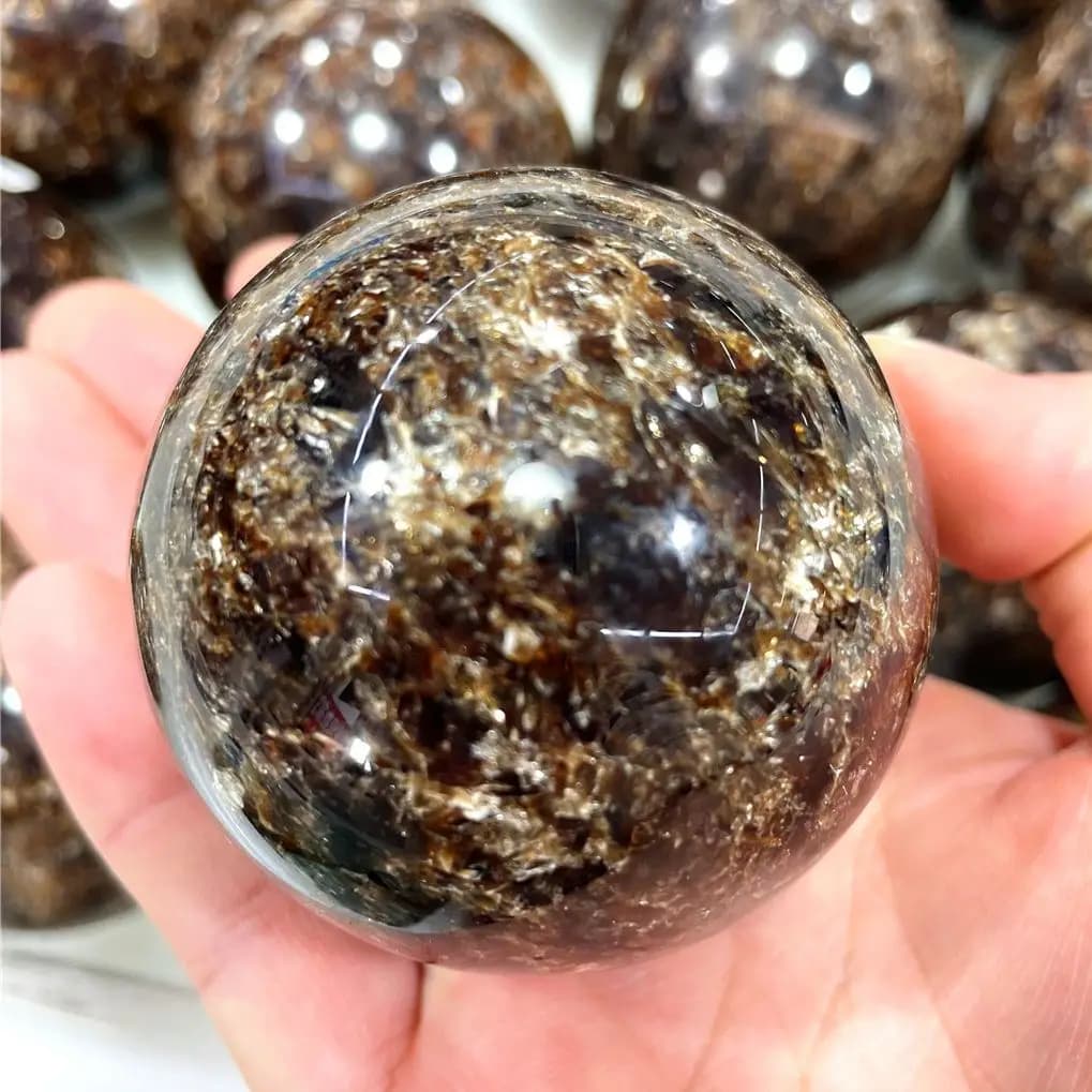 6-7CM Pietre preziose naturali rare Lepidolite marrone Litio Mica Minerali Collezione di sfere Cristalli Sfera di pietra Rocce geologiche